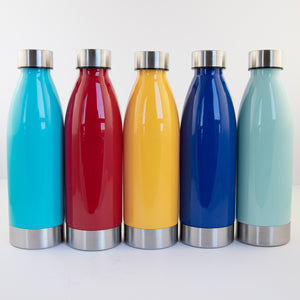 22 oz Plastic Water Bottle with Stainless Steel Lid and Base
